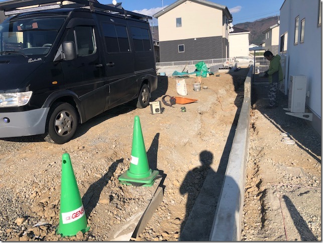 松本市岡田松岡　下岡田の家　外構工事　造成　英設計